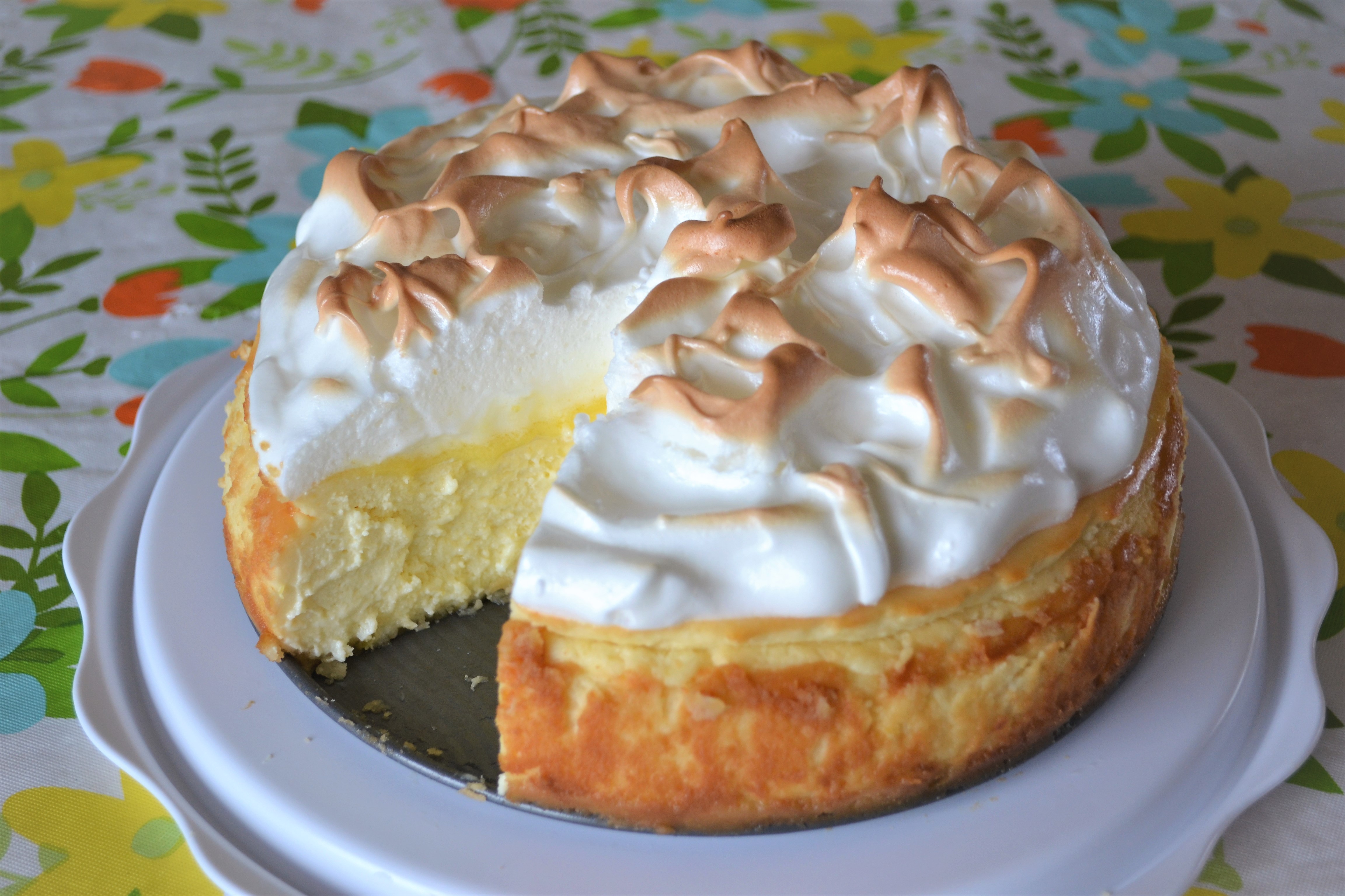 a delicious lemon meringue cheesecake